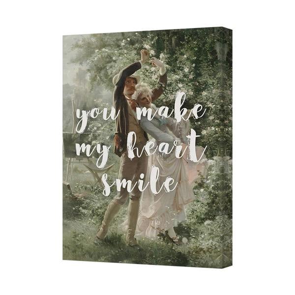 Benjamin Tate Design Romantic Vintage Canvas Wall Art You Make My Heart Smile
