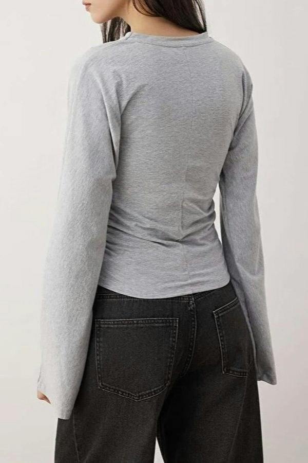 WOVCOR Spanish Sleeve Knit Blouse with Gathering Detail
