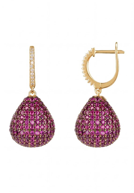 Latelita Valerie Pear Drop Gemstone Earrings Gold Ruby