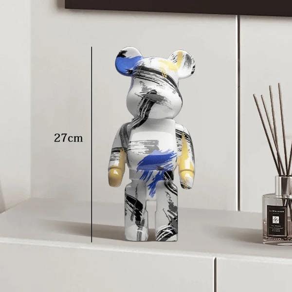 Graffiti Bear Resin Statue Decor | Modern Colourful Bear Ornament 27cm