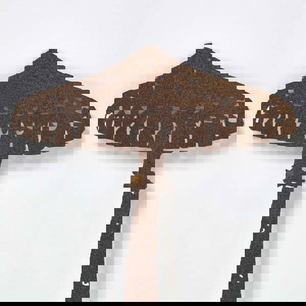 HOMESCAPES Steel Parasol Mushroom Garden Stake Decorations, Set of 2