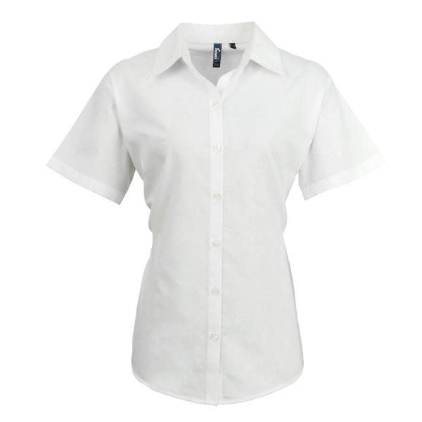 Premier Womens/Ladies Signature Oxford Short Sleeve Work Shirt - White
