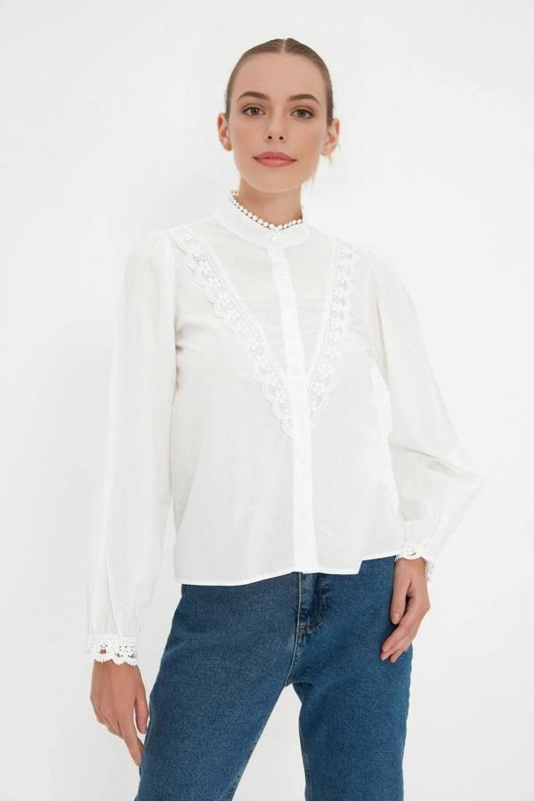 WOVCOR Woven Shirt with Lace Detail