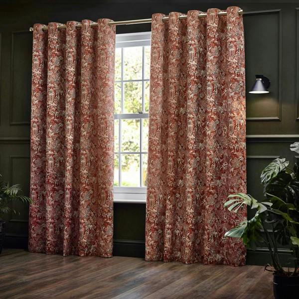 Wylder Chenille Bengal Tiger Eyelet Curtains - Amber - 