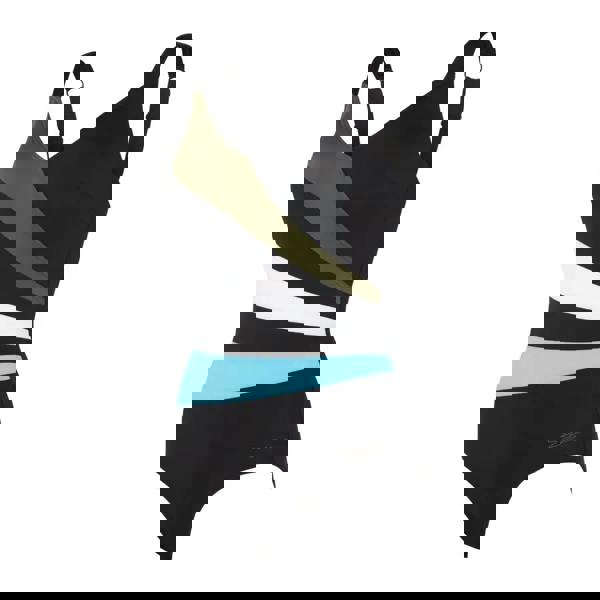 Zoggs wrap panel classicback swimsuit in khaki with olive green stripes