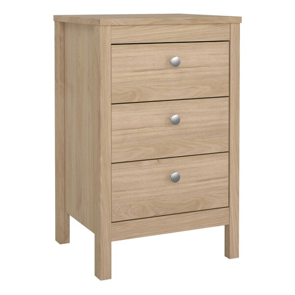 Wyld Haus Gossmere Hickory Oak Effect Bedside Table 3 Drawers