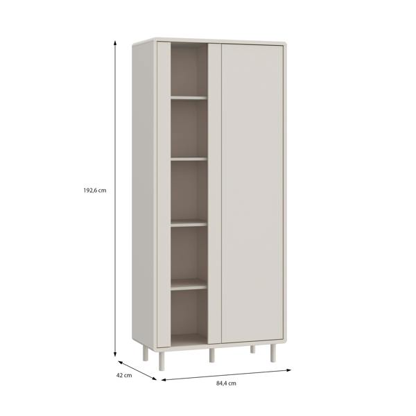 Furniture To Go Playly Tall Storage Cabinet with Door and Concealed Open Shelving in Sand