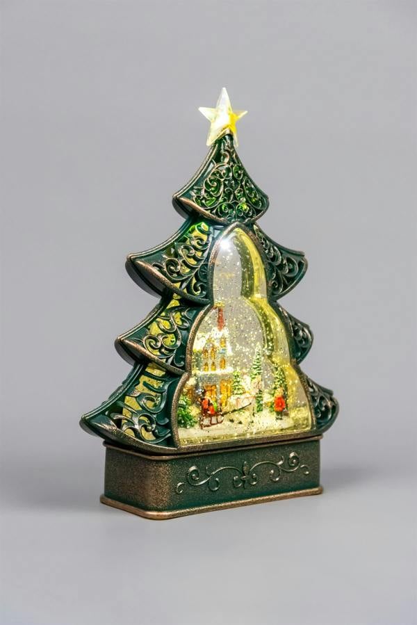 25cm Christmas Festive Nativity LED Lantern with Glitter Scene, Warm White Light and USB Power image 1