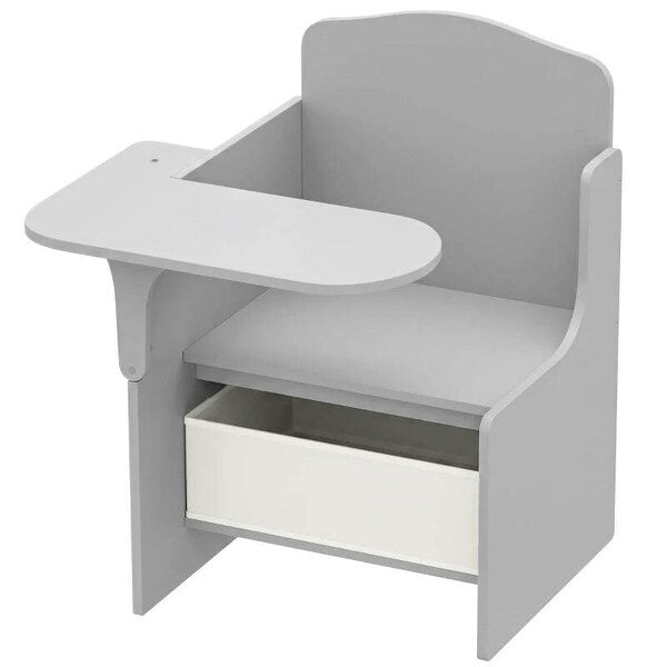 Kids Table and Chair Set, Children Desk and Chair with Storage Bins for Playing, Reading, Painting, for Ages 3-5, Grey