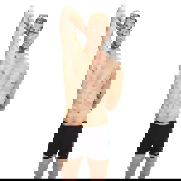 Black Speedo Hyperboom Panel Aquashort swim trunks with white logo