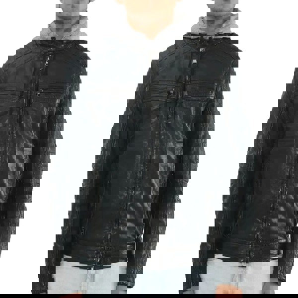 Leather Company Men's Hooded Biker Lamb Leather Jacket