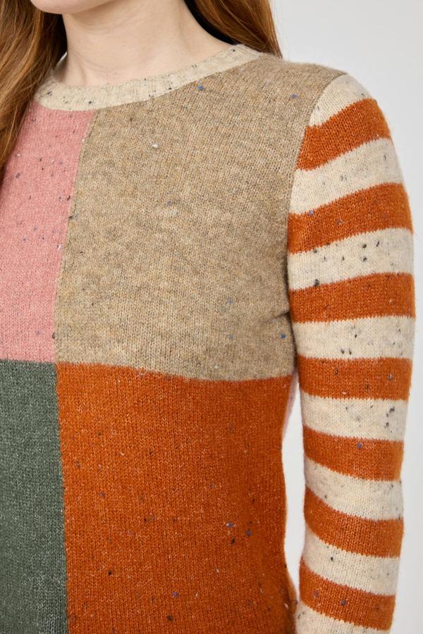 Mudflower Colour Block Stripe Speckled Knit Jumper