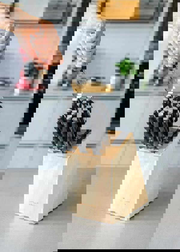 KitchenAid Gourmet 11-Piece Japanese Steel Knife Set with Sharpener and Birchwood Block