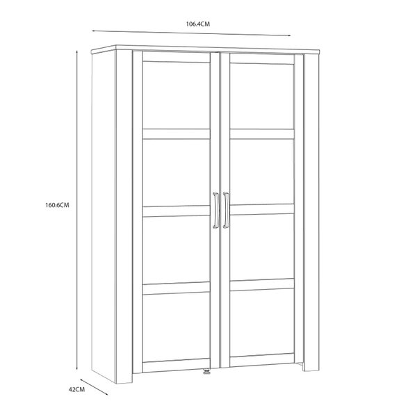 Wyld Haus Bramblecroft White and Natural Oak Wood Display Cabinet 2 Doors