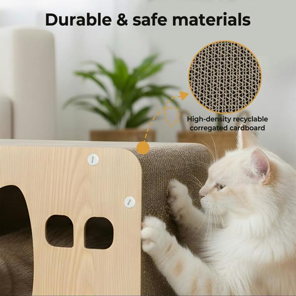 Skylos Cat Scratching Post Cat Cardboard House Cat Scratcher with Toy Indoor