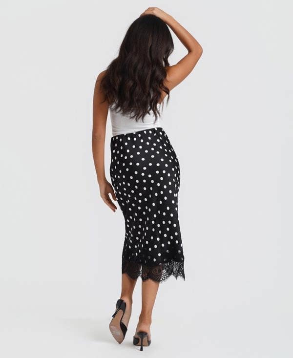 Needs No Label Black & White Polka Dot Lace Mix Skirt