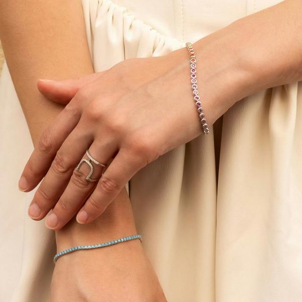 Spero London Turquoise Sterling Silver Tennis Bracelet