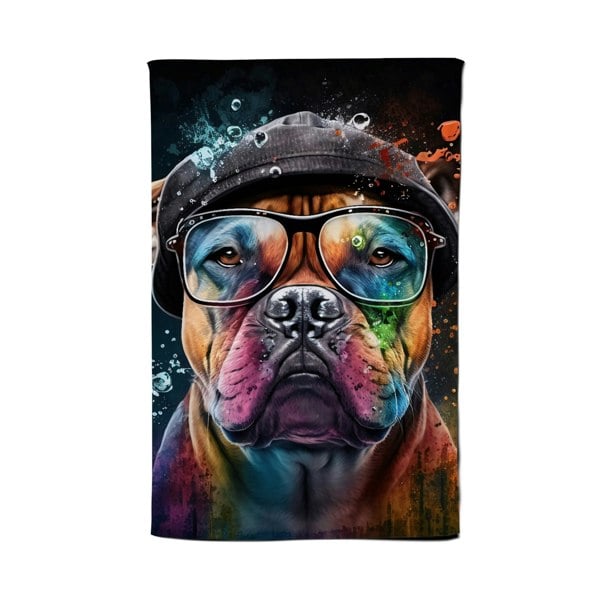 Warren Reed Staffordshire Bull Terrier Dog Splashart Tea Towel