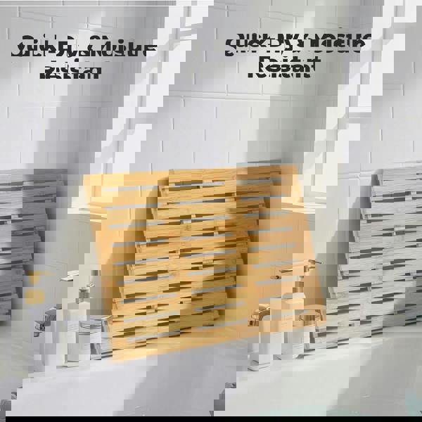 Levede Slatted Duck Board Shower Bath Mat Natural Bamboo Anti-Slip Rectangle