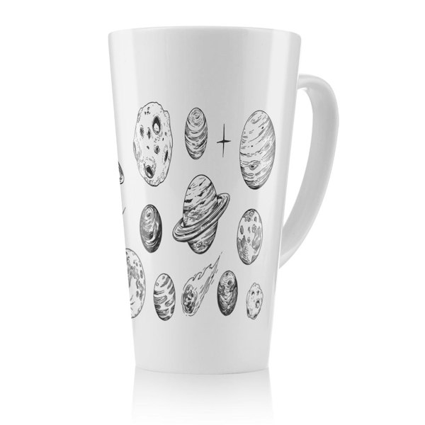 Benjamin Tate Design Set of space objects planets, stars Designer Latte Mug