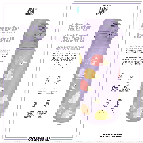 ION8 Leak Proof Kids Water Bottle, Stainless Steel, Hedgehogs, 400ml (13oz)