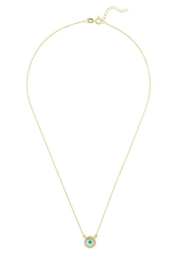 Evil Eye Mother Of Pearl Necklace Cz Gold - LATELITA Necklaces