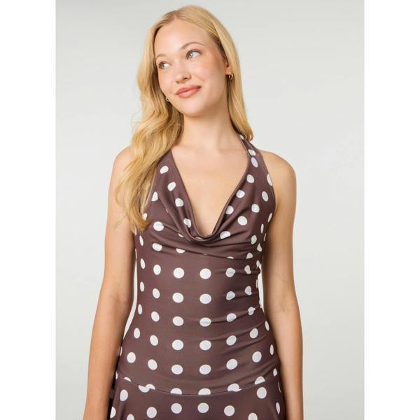 Pink Vanilla Halter Mini Dress In Polka Dot