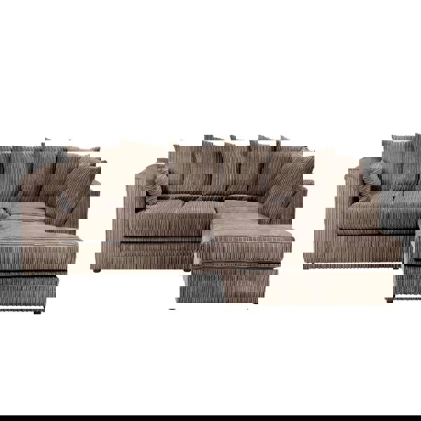 SQUAREBOXX Dylan Jumbo Cord 4 Seater Fabric Corner Sofa in Chocolate