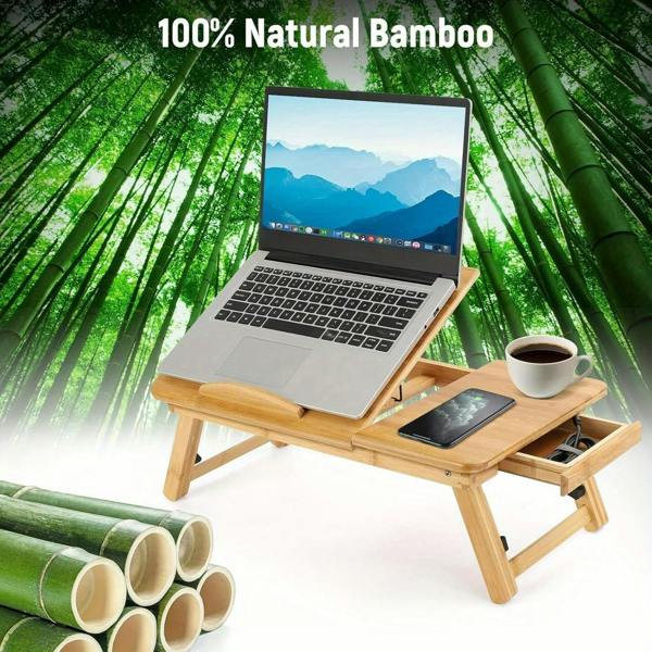 Dyzi Bamboo Portable Laptop Desk Adjustable Height & Angle Stand