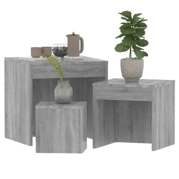 Berkfield Nesting Tables 3 pcs Grey Sonoma Engineered Wood