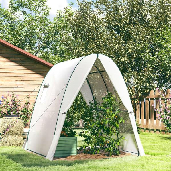 Outsunny Portable Greenhouse Gardening Plant Hot House with 2 Doors, White