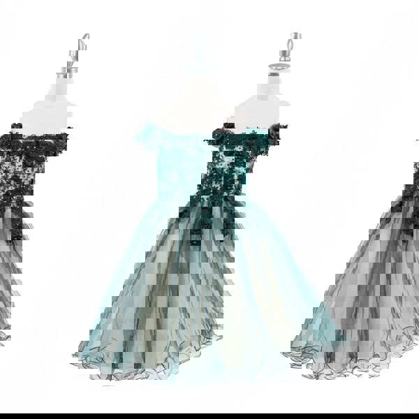 beautiful girls dress with deep green embellishment