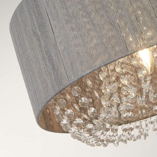 Lighting Collection Luxury Drum‑Shade Pendant Light with Crystal Cascades