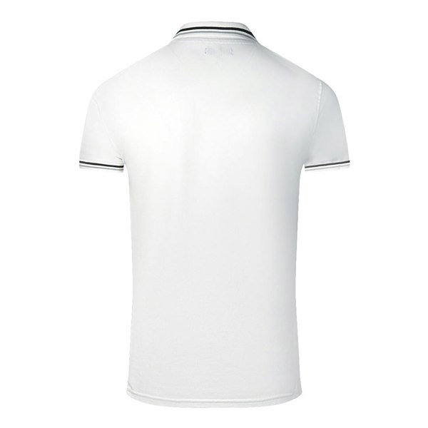 Cavalli Class Twinned Tipped Collar Grey Logo Polo Shirt - White