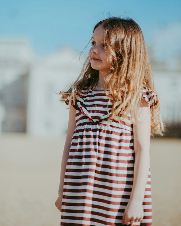 organic cotton Red Horizontal Stripe Print Dress - image 3