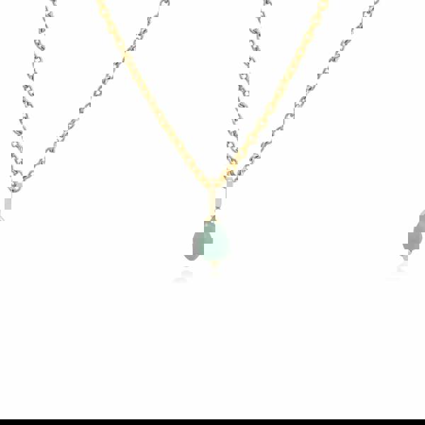 Classic Pear Jade Single Stone Stud Earrings & Pendant Set in 9ct Yellow Gold - Gemondo