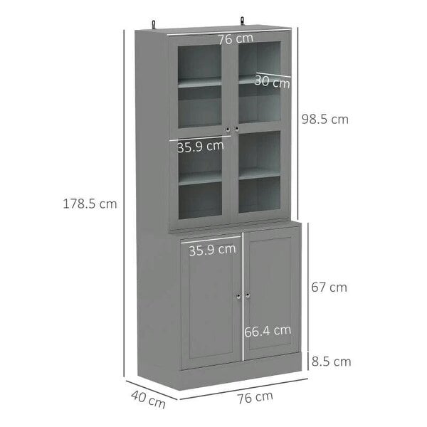 Double Storage Display Cabinet - Grey