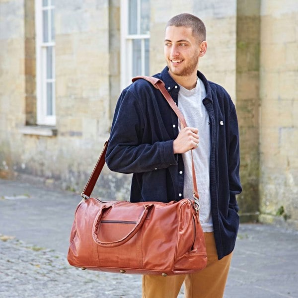 Paper High Brown Leather Duffle Bag