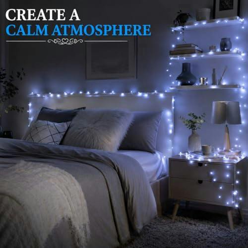 10 m Gold Wire Battery Operated String Lights with 100 Cool White LEDs image 5