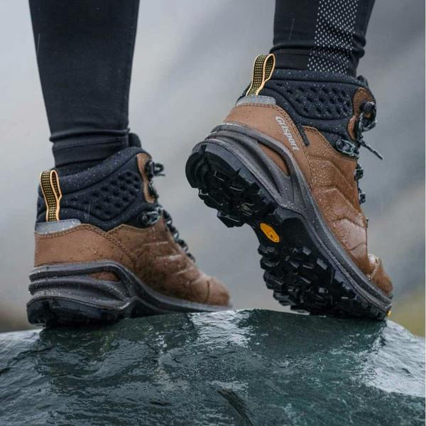 Grisport Lady Lynx walking boots on rock in wet weather
