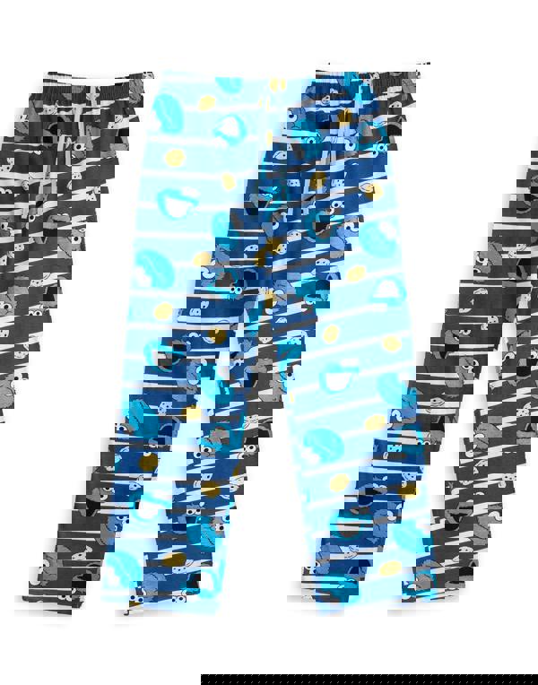 Sesame Street Womens Blue Cookie Monster Short Sleeve Long Leg Pyjama Set