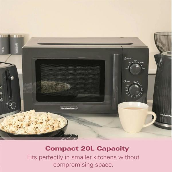 Hamilton Beach Miami Manual 800W Microwave - Charcoal Grey - Hamilton Beach UK