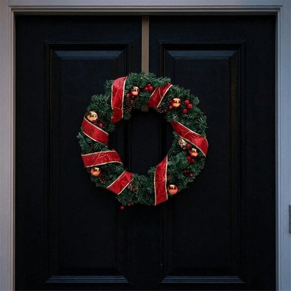 Garden Greatness Red Ribbon Pre-Lit Christmas Wreath
