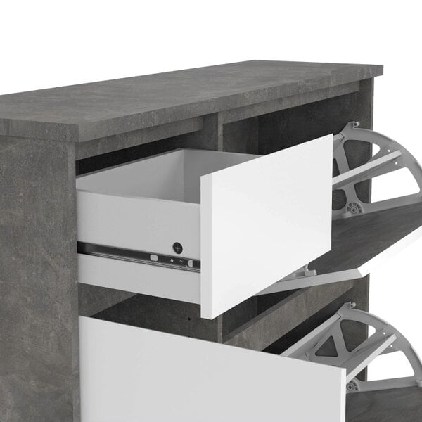 Wyld Haus Budapest Concrete Effect and White Wooden Shoe Cabinet 3 Doors 1 Drawer