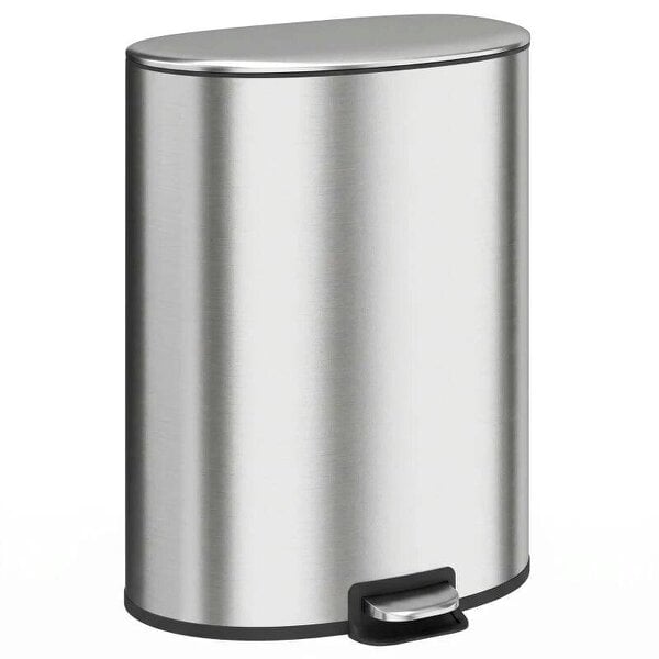 50L Kitchen Pedal Bin, Rubbish Bin with Soft-Close and Stay-Open Lid, Removable Inner Bucket, Silver Tone
