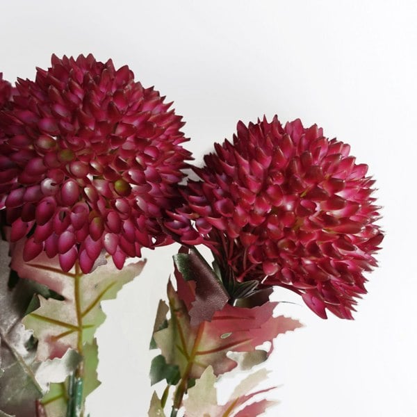 Leaf Pack of 6 x 70cm Large Ball Dahlia Artificial Flower Stem Pink