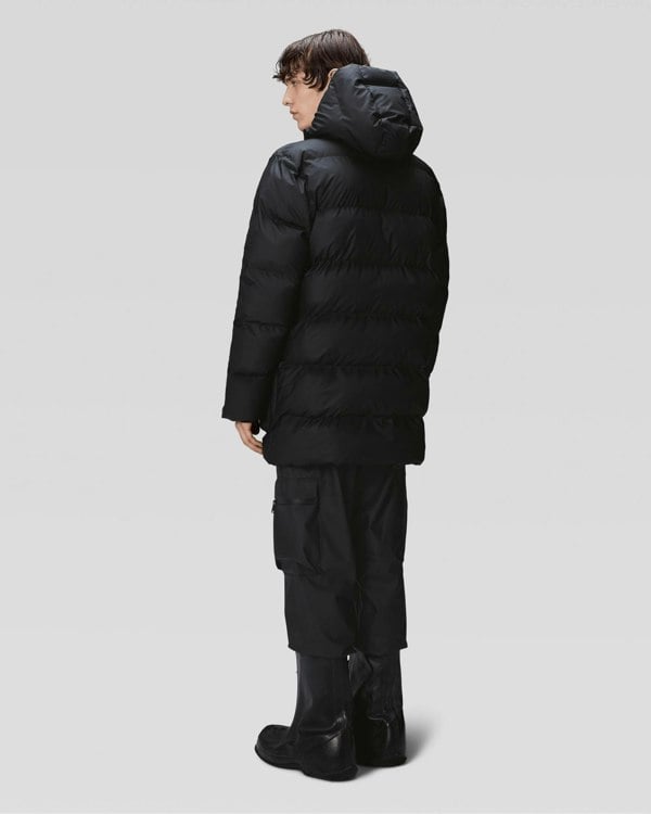 Rains Alta Long Puffer Cargo Jacket - 01 Black