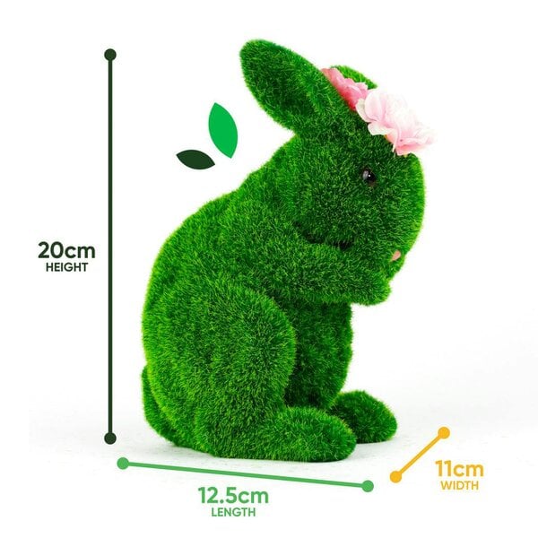 Gardenwize Solar Topiary Bunny Garden Ornament with Pink Flowers