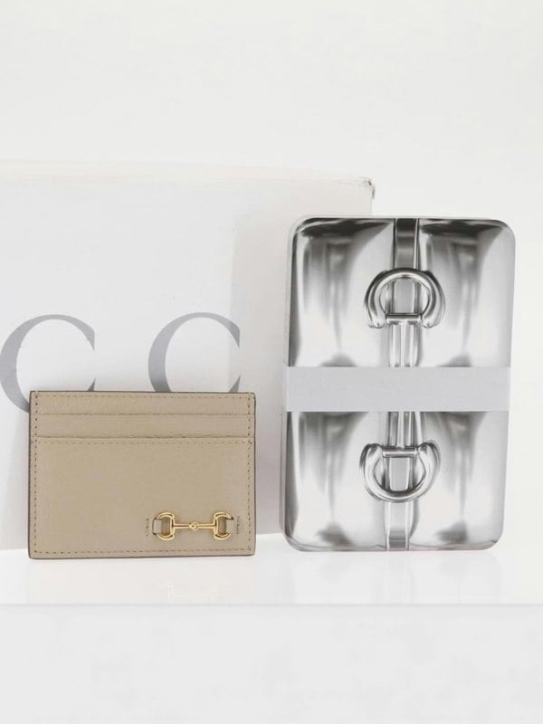 Gucci Horsebit Card Case & Playing Cards Set Silver