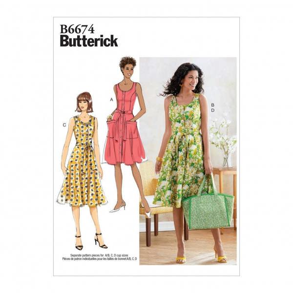 Butterick Sewing Pattern 6674, Dresses, Bags for Women, A5 (6-8-10-12-14) - Easy